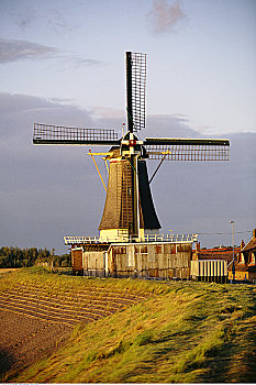 风车,小镇,荷兰
