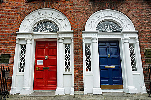 乔治时期风格,建筑,门,都柏林,市中心,爱尔兰