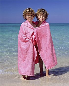 双胞胎,粉色,毛巾