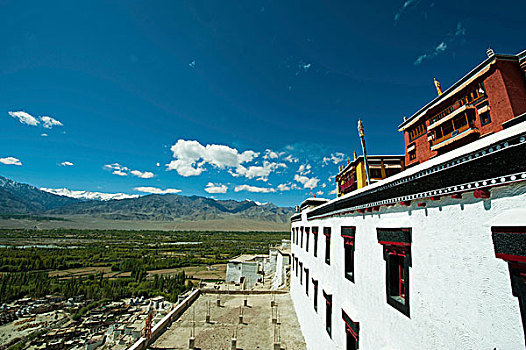 印度,拉达克,彩色,墙壁,寺院,喇嘛寺