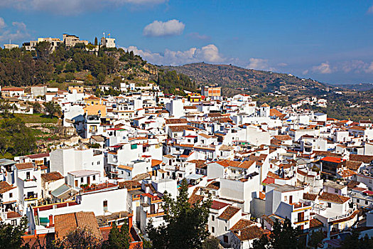 特色,白色涂料,山村,城堡,马拉加省,西班牙