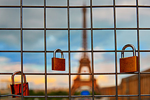 埃菲尔铁塔,挂锁,托泰德豪,巴黎,法国