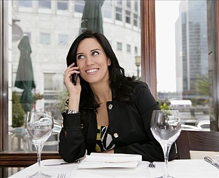 职业女性,手机,餐馆