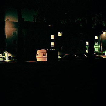 郊区,灯,柱子,夜晚,瑞典
