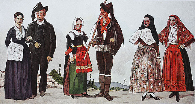 时尚,衣服,意大利,现代,19世纪,世纪,插画,欧洲
