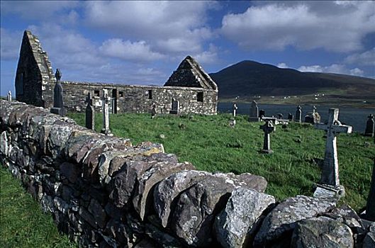 教堂,墓地,阿基尔岛,爱尔兰