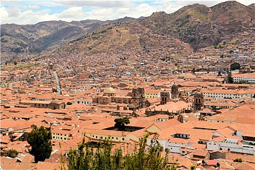 红色,屋顶,历史,中心,库斯科市,秘鲁