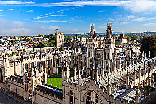 英格兰,牛津,航拍,俯视,灵魂,大学,一个,牛津大学