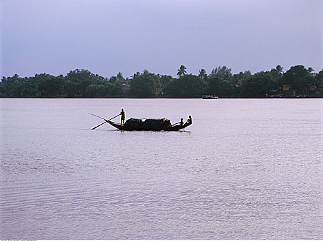 划桨船,恒河,西孟加拉,印度
