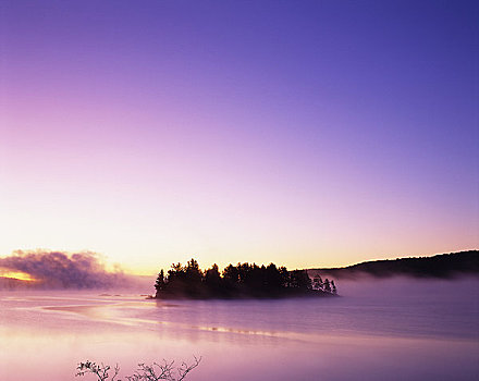 湖,两个,河,黄昏,阿尔冈金省立公园,安大略省,加拿大