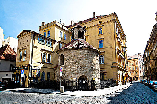 圆形建筑,神圣,老,城镇,罗马式,布拉格,捷克共和国,欧洲