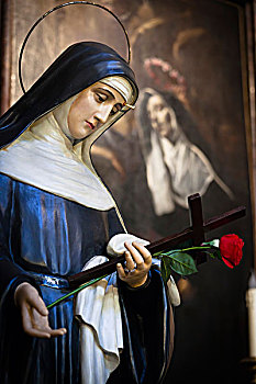 雕塑,圣母玛利亚,大教堂,罗马,意大利