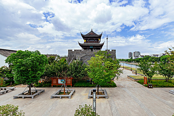 上海古城墙全景图图片