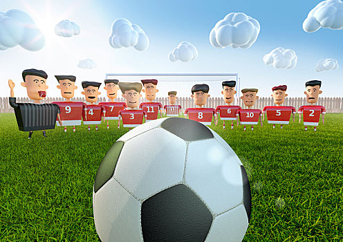 球,红运动衫,裁判,晴朗,多云,天气