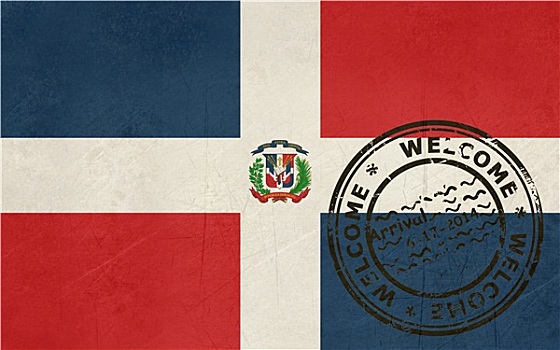 欢迎,多米尼加共和国,旗帜,护照