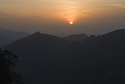 日出,上方,山峦,走,泰米尔纳德邦,印度