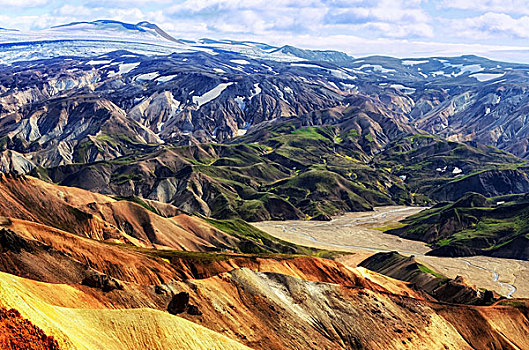兰德玛纳,彩色,山,风景,冰岛