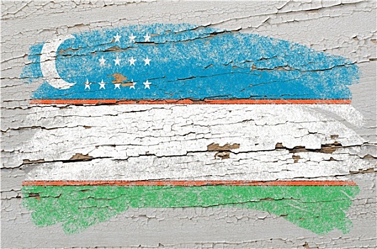 旗帜,乌兹别克斯坦,低劣,木质,纹理,涂绘,粉笔