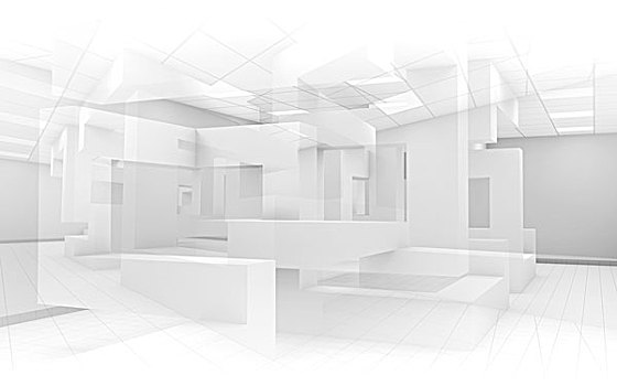 抽象,白色,办公室,背景,混乱,立方体,几何,建筑,插画