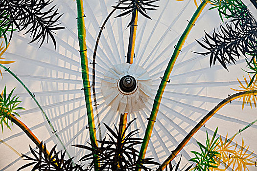 竹子,图案,涂绘,伞,乡村,靠近,泰国