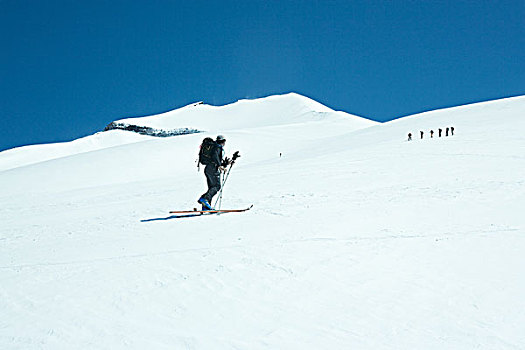 滑雪,看,群体,远景
