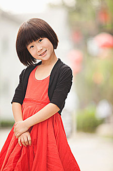 头像,小女孩,红裙,北京,中国