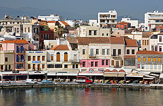 希腊,克里特岛,水岸,建筑,港口