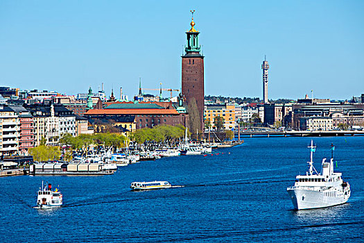 斯德哥尔摩,市政厅,水边,瑞典