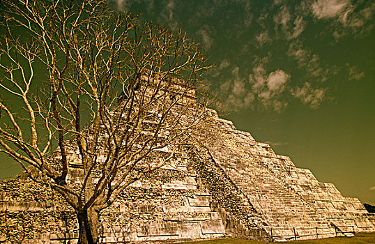 北美,墨西哥,尤卡坦半岛,奇琴伊察,金字塔,库库尔坎
