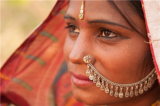 头像,传统,印度,女性