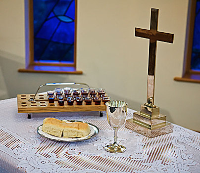 圣餐式,象征,桌子,十字架,谢菲尔德,南,约克郡,英格兰
