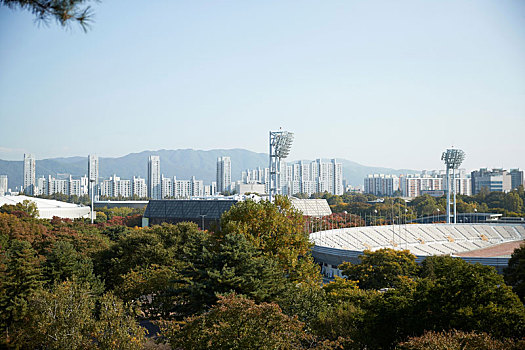 天际线,白天,国家公园,运动,体育场,前景,首尔,韩国