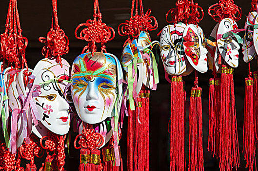 漂亮,面具,纪念品,售出,户外,庙宇,迈索尔,印度,亚洲