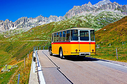阿尔卑斯山,道路,复古,巴士
