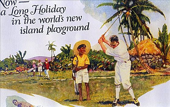 夏威夷,旅游,打高尔夫,热带,场地
