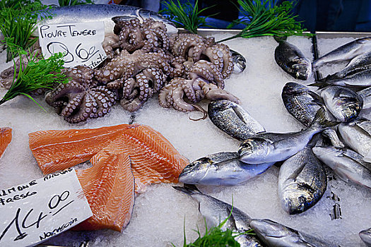 鱼肉,出售,市场货摊,威尼斯,威尼托,意大利
