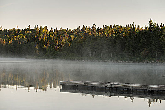 木板路,湖,赖丁山国家公园,曼尼托巴,加拿大