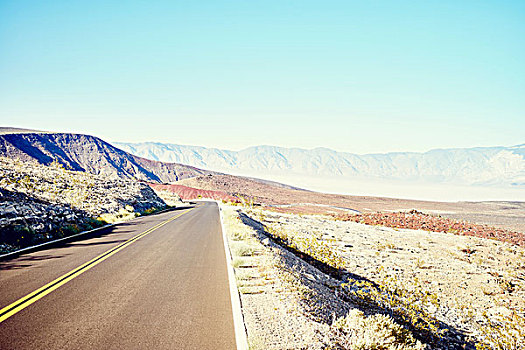 风景,笔直,沙漠公路,死谷,加利福尼亚,美国
