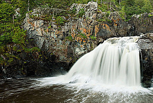 土著,高,瀑布,河,北方针叶林,省立公园,安大略省,加拿大