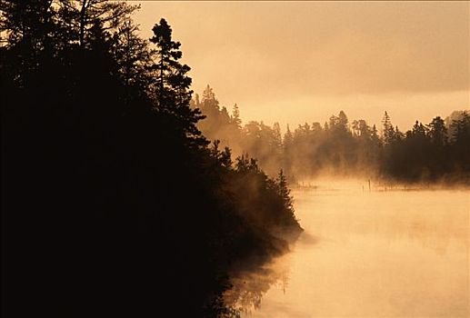 晨雾,靠近,白色,湖,苏必利尔湖,安大略省,加拿大