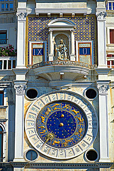 占星,钟表,文艺复兴,钟楼,圣马克广场,威尼斯,威尼托,区域,意大利,欧洲
