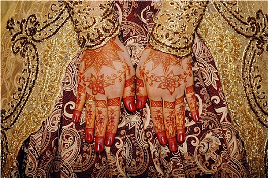 散沫花染料,印尼人,婚礼,新娘