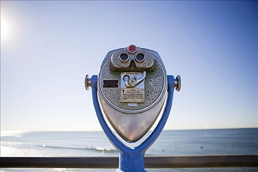 投币望远镜,码头,海边,加利福尼亚,美国