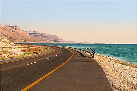 公路,死海,红色,山,荒芜,以色列