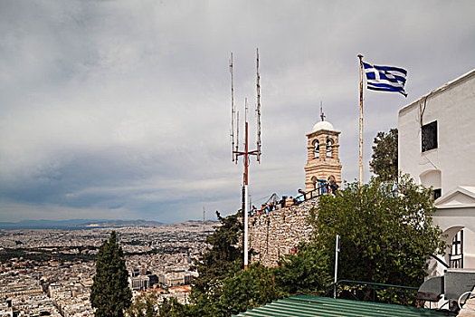 中心,希腊,雅典,山,小教堂,钟楼