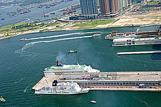 航拍,俯视,海洋,车站,香港
