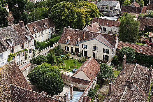 俯拍,房子,普罗旺斯,塞纳与马恩省,法兰西岛,法国