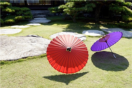 日式庭园,传统,日本,伞