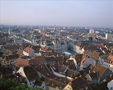 城镇景色,屋顶,格拉茨,奥地利