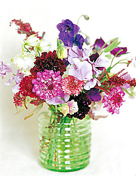花束,彩色,花,玻璃花瓶